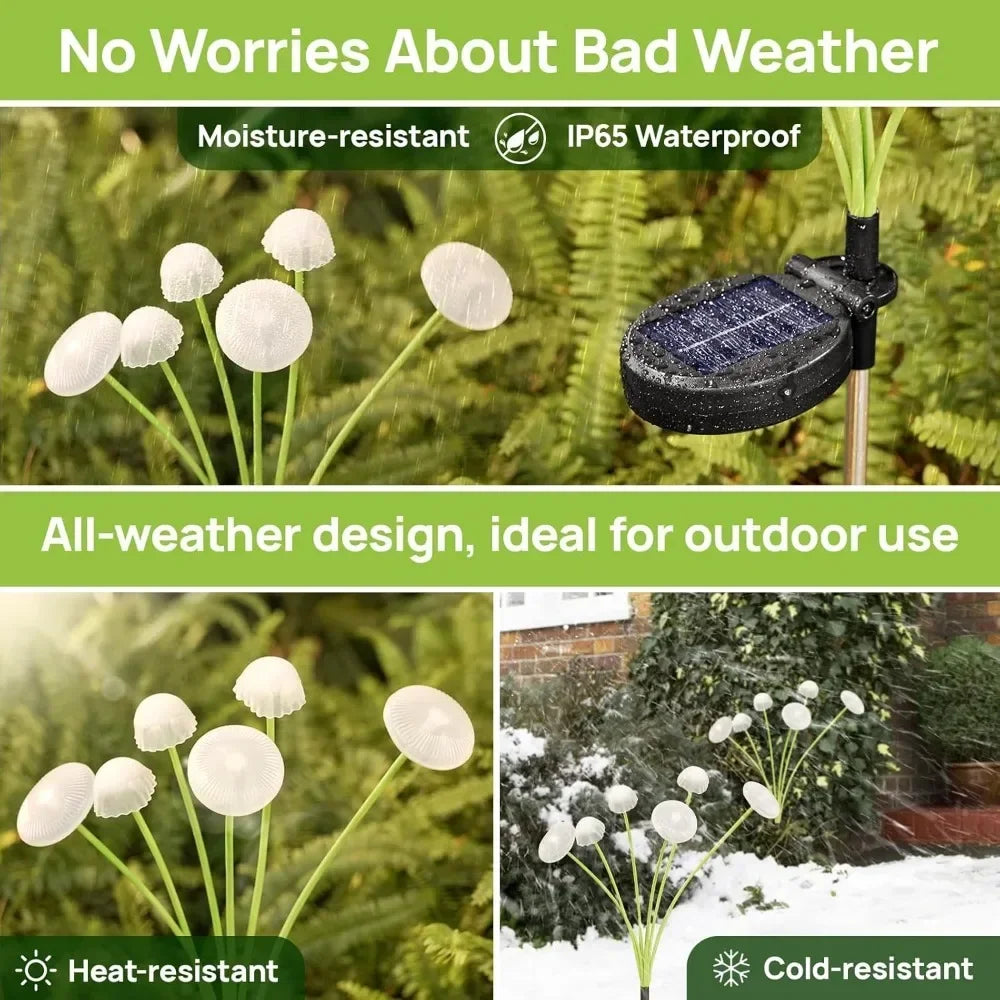 1pc 6/8/10LEDS Solar Jellyfish Lights  Mushroom Lights Solar Ground Plug Atmosphere Lights Garden Decoration Lights Lawn Lights