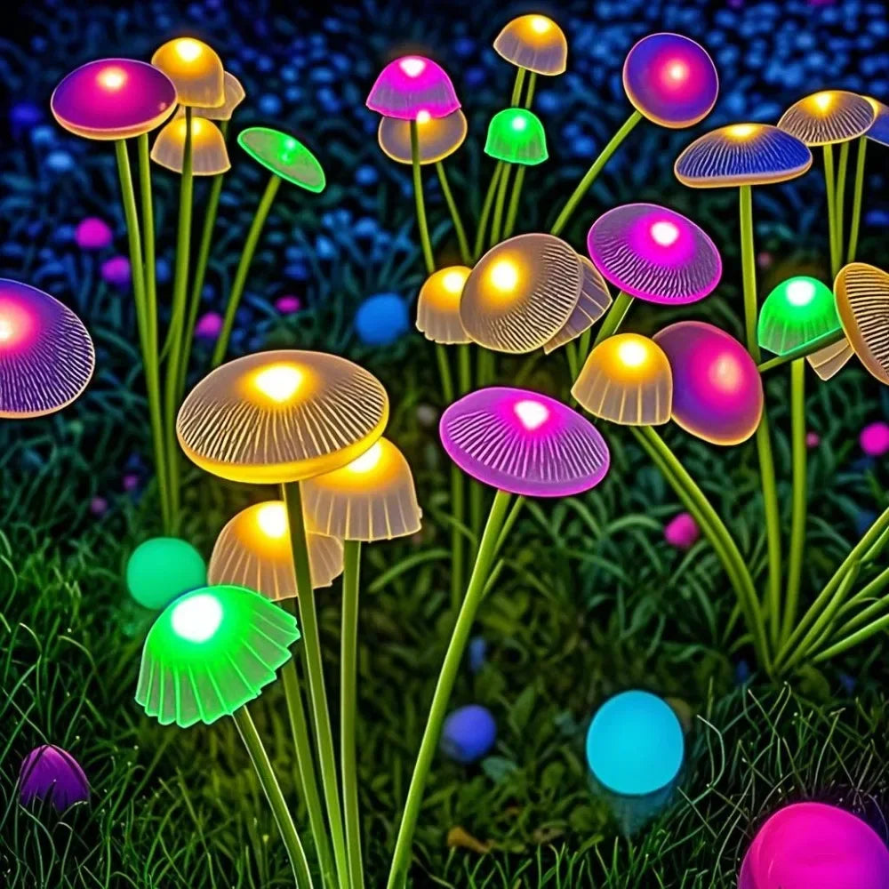 1pc 6/8/10LEDS Solar Jellyfish Lights  Mushroom Lights Solar Ground Plug Atmosphere Lights Garden Decoration Lights Lawn Lights