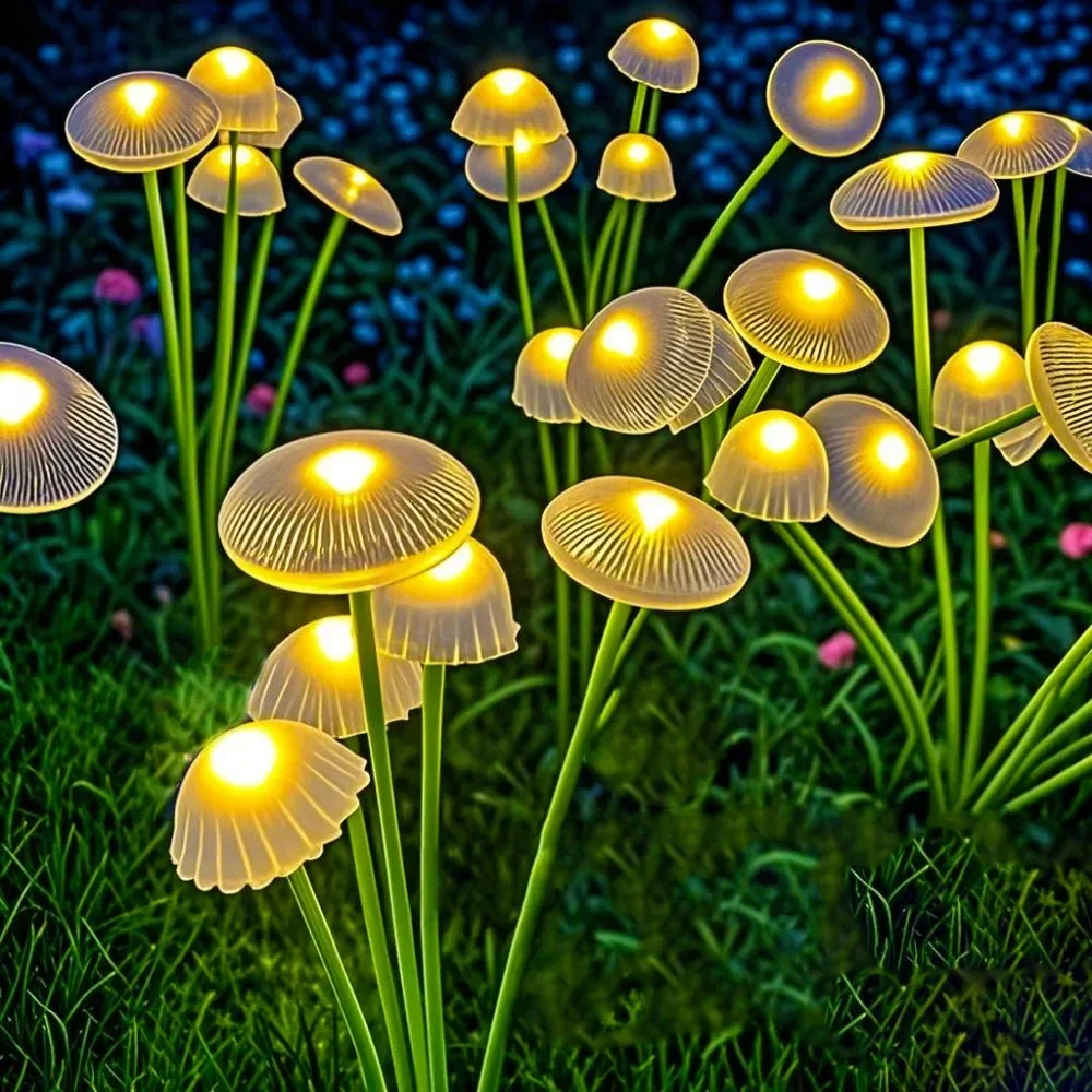 1pc 6/8/10LEDS Solar Jellyfish Lights  Mushroom Lights Solar Ground Plug Atmosphere Lights Garden Decoration Lights Lawn Lights