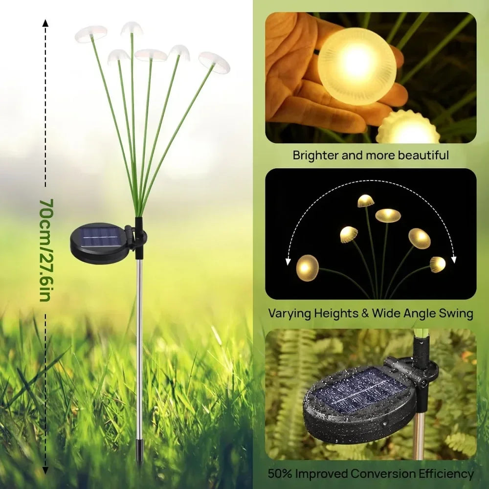 1pc 6/8/10LEDS Solar Jellyfish Lights  Mushroom Lights Solar Ground Plug Atmosphere Lights Garden Decoration Lights Lawn Lights